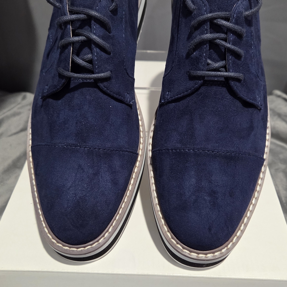 14th & Union Women's Navy Faux Suede Wedge Shoes Size 9